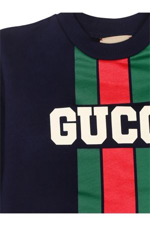 felpa in cotone blu GUCCI KIDS | 792071XJGOF4392